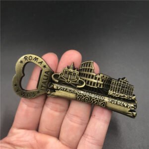 metal refrigerator magnet tourist souvenir italian colosseum bottle opener