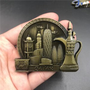 metal fridge magnets tourist souvenirs qatar, the country of oil