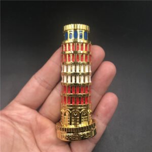 metal fridge magnet tourist souvenir golden leaning tower of pisa
