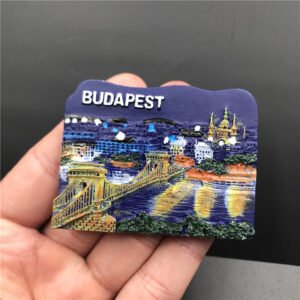 resin fridge magnets wholesale night view of budapest, hungary