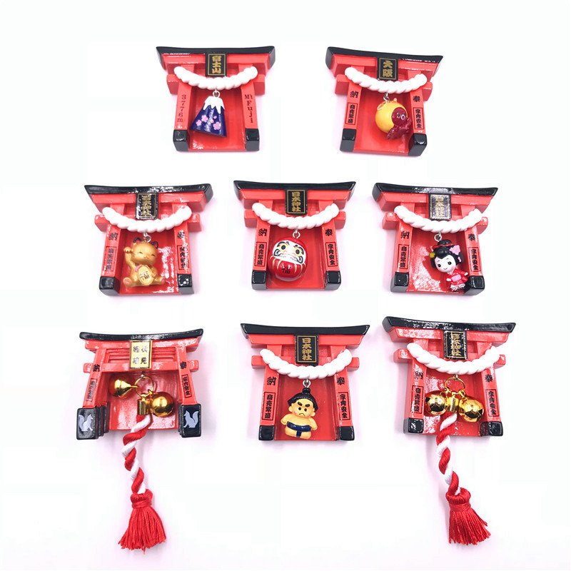 japanese high-end shrine resin refrigerator stickers osaka mount fuji lucky cat dancer bell magnetic creative