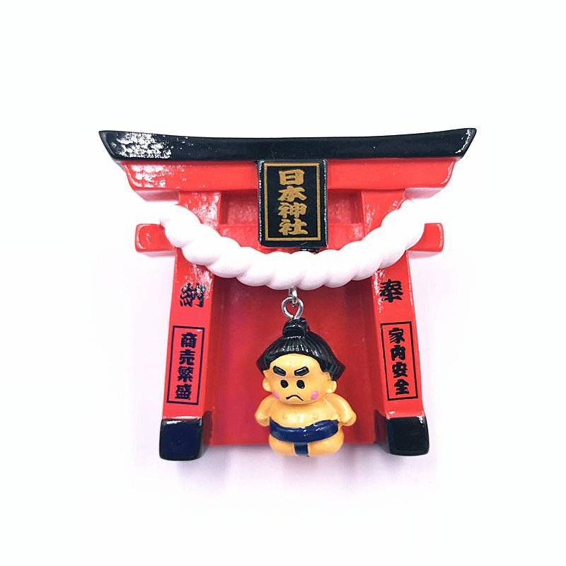 japanese high-end shrine resin refrigerator stickers osaka mount fuji lucky cat dancer bell magnetic creative