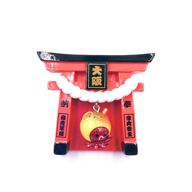 japanese high-end shrine resin refrigerator stickers osaka mount fuji lucky cat dancer bell magnetic creative