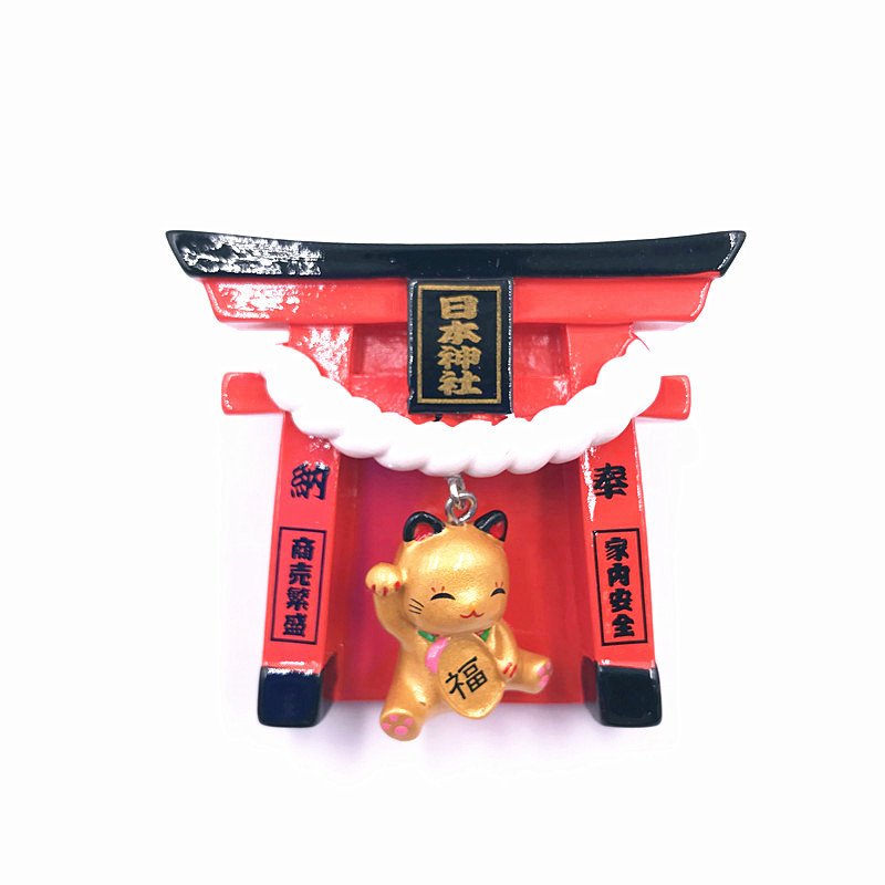 japanese high-end shrine resin refrigerator stickers osaka mount fuji lucky cat dancer bell magnetic creative