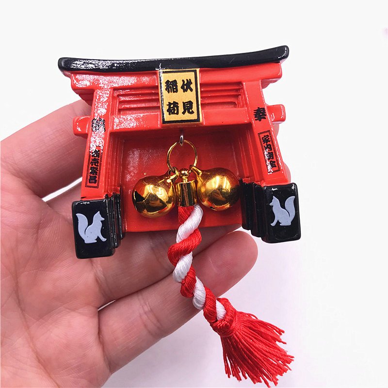 japanese high-end shrine resin refrigerator stickers osaka mount fuji lucky cat dancer bell magnetic creative