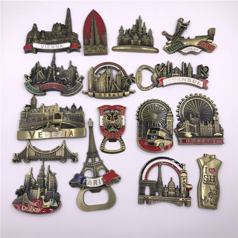 metal fridge magnets tourist souvenirs oem shanghai paradise