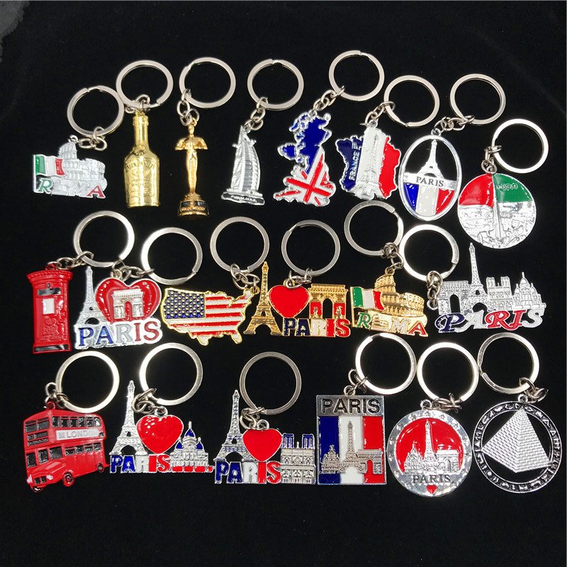metal keychain tourist souvenir american map