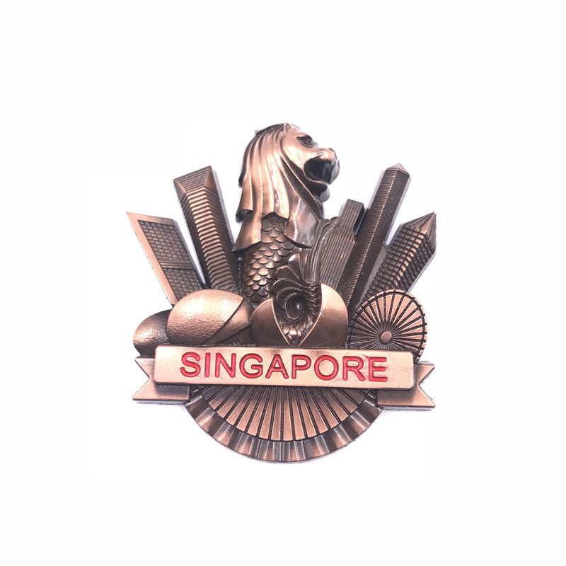22 styles: metal singapore fridge magnet magnetic factory wholesale three-dimensional thickened tourist souvenir gift