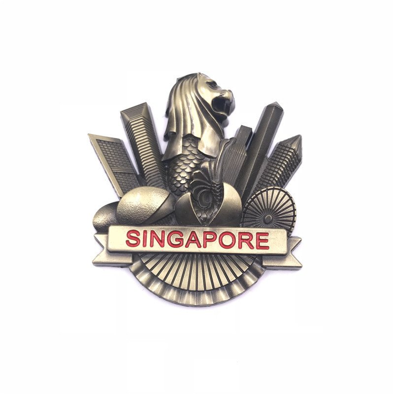 22 styles: metal singapore fridge magnet magnetic factory wholesale three-dimensional thickened tourist souvenir gift