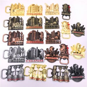 22 styles: metal singapore fridge magnet magnetic factory wholesale three-dimensional thickened tourist souvenir gift