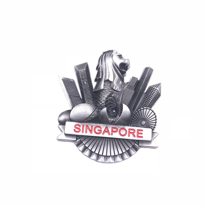 22 styles: metal singapore fridge magnet magnetic factory wholesale three-dimensional thickened tourist souvenir gift