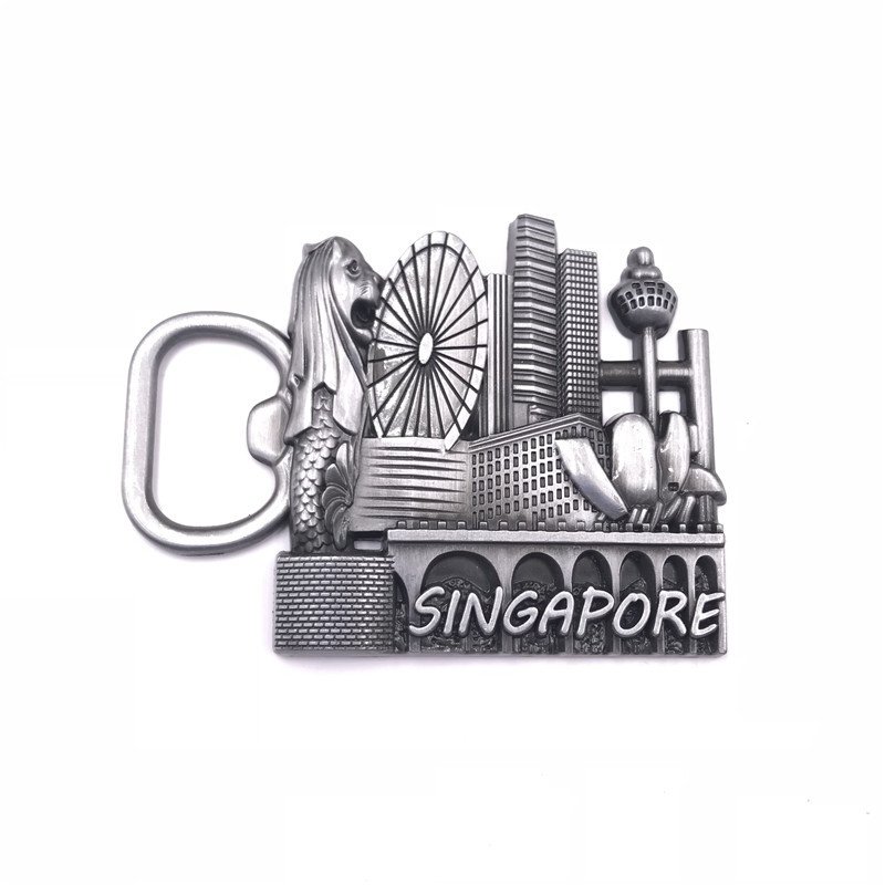 22 styles: metal singapore fridge magnet magnetic factory wholesale three-dimensional thickened tourist souvenir gift