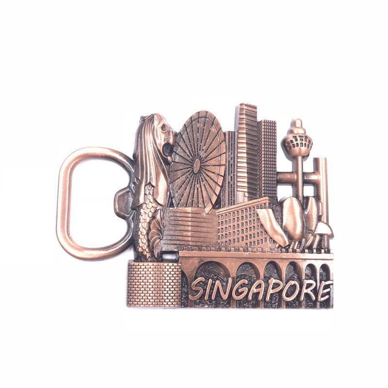 22 styles: metal singapore fridge magnet magnetic factory wholesale three-dimensional thickened tourist souvenir gift