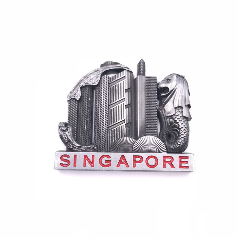 22 styles: metal singapore fridge magnet magnetic factory wholesale three-dimensional thickened tourist souvenir gift