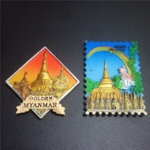 myanmar tourism souvenirs, refrigerator stickers, magnetic stickers, three-dimensional creative magnetic stickers, zhaitou, big gold stone, myanmar, yangon, golden pagoda