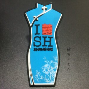 shanghai city fridge magnets tourist souvenirs wholesale sky blue cheongsam