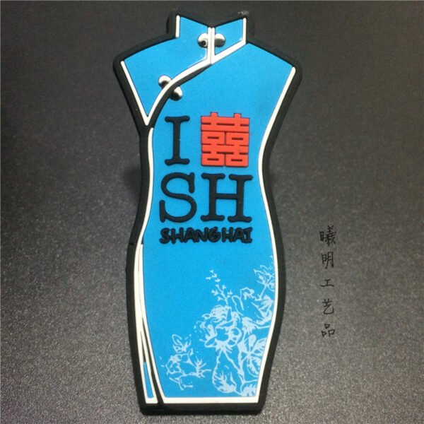 shanghai city fridge magnets tourist souvenirs wholesale sky blue cheongsam