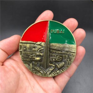 metal fridge magnets tourist souvenirs dealer burj khalifa dubai