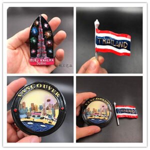 resin 3d magnetic refrigerator sticks canadian vancouver thai flag 3d dubai fireworks burj khalifa