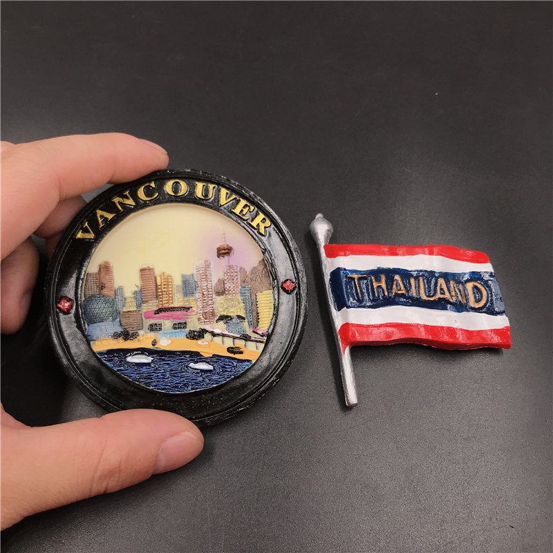 resin 3d magnetic refrigerator sticks canadian vancouver thai flag 3d dubai fireworks burj khalifa
