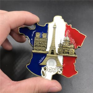 metal fridge magnets tourist souvenirs oem/odm three major buildings on french map