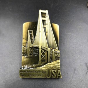 metal fridge magnets tourist souvenir factory golden gate bridge, usa