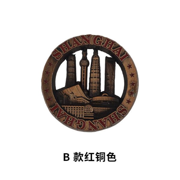 shanghai metal magnetic fridge magnet red copper round shanghai