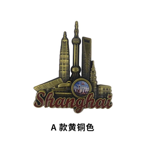 shanghai metal magnetic fridge magnet brass shanghai jian style
