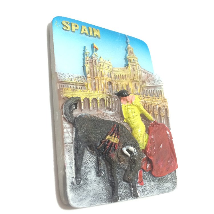 resin hand-painted creative refrigerator magnets, spanish bullfighting tourism commemorative wholesale