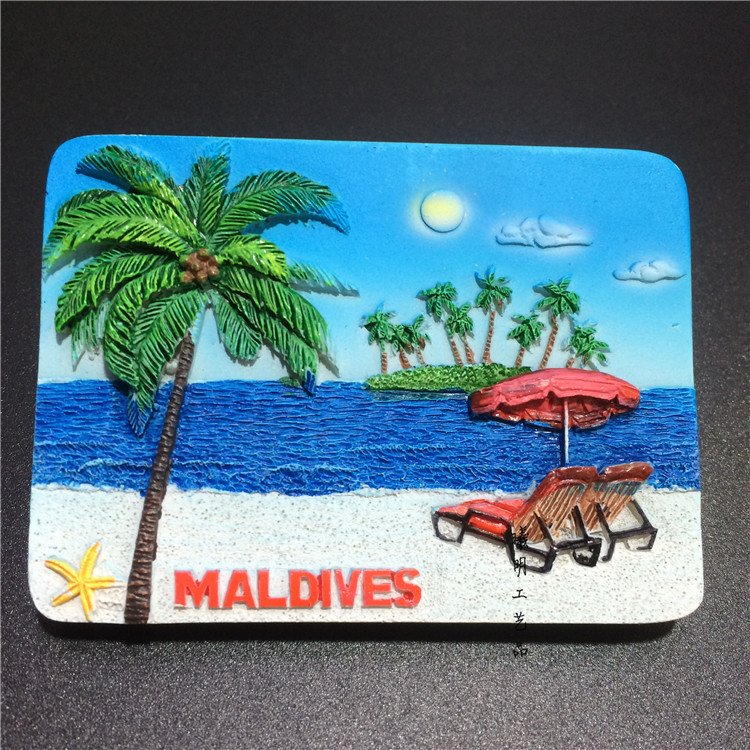 maldives souvenir creative gift resin beach chair coconut tree refrigerator sticker wholesale factory
