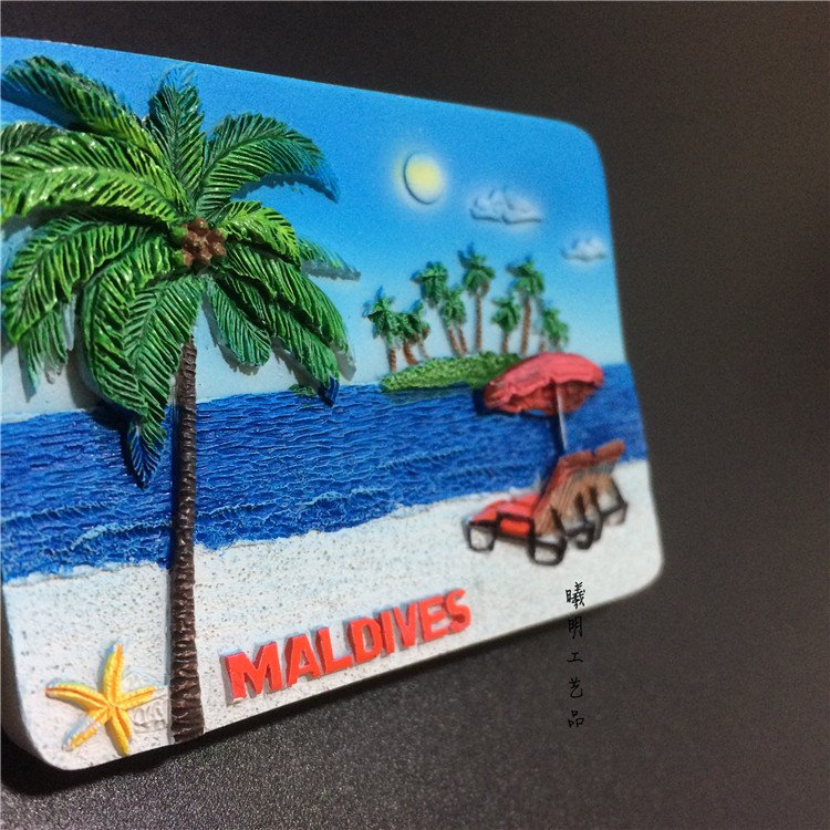 maldives souvenir creative gift resin beach chair coconut tree refrigerator sticker wholesale factory