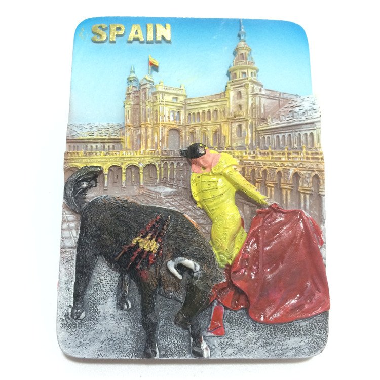 resin hand-painted creative refrigerator magnets, spanish bullfighting tourism commemorative wholesale
