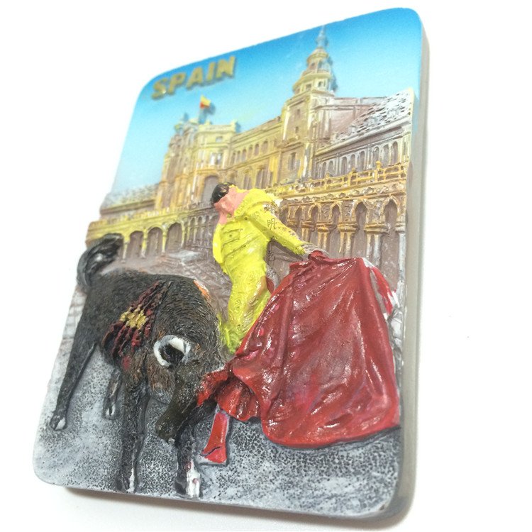 resin hand-painted creative refrigerator magnets, spanish bullfighting tourism commemorative wholesale