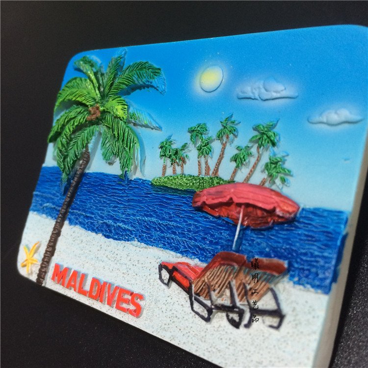 maldives souvenir creative gift resin beach chair coconut tree refrigerator sticker wholesale factory
