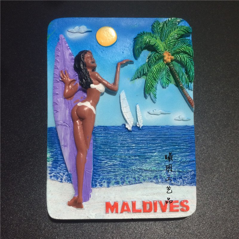 maldives souvenir creative gift resin beach chair coconut tree refrigerator sticker wholesale factory
