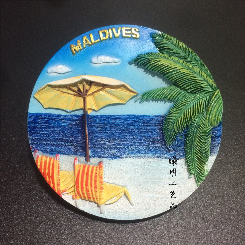 maldives souvenir creative gift resin beach chair coconut tree refrigerator sticker wholesale factory