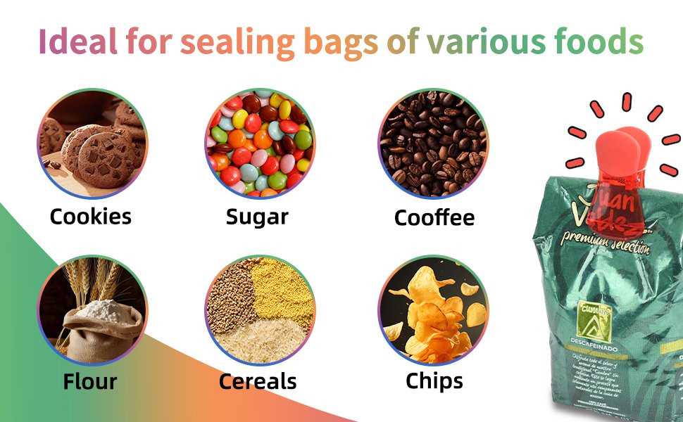 wholesale bag clips, 12 pack food chip snack bag sealing clips, color refrigerator magnet clips air-tight clips for home kitchen storage factory & supplier oem