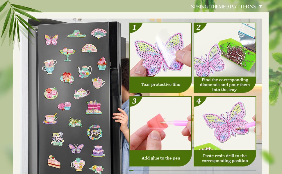 wholesale remuuly 30 pcs diamond painting magnets spring diamond art magnet kits for adults summer animal flower cupcake cow rhinestones refrigerator stickers for fridge diy crafts toy gifts(animal) factory & supplier oem