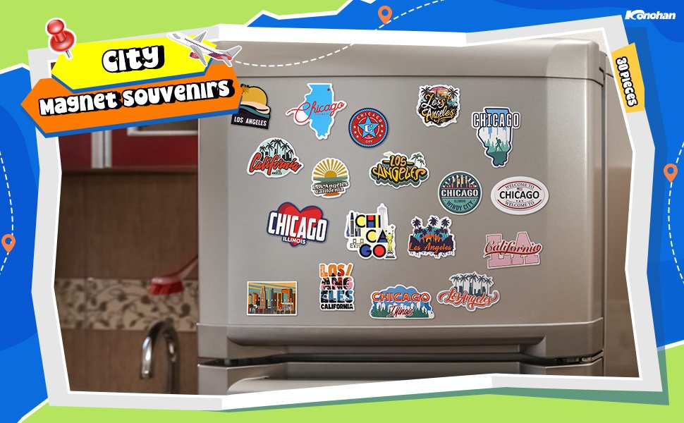 wholesale konohan 30 pcs los angeles souvenirs gifts los angeles magnet for refrigerator city magnetic fridge stickers for home decoration factory & supplier oem
