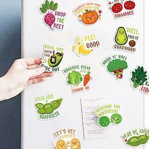 wholesale 16pcs funny fridge magnets - veggie and fruit puns cute vegetables refrigerator magnet - vegan decorative fun stickers for fridge, office, school, whiteboard - adult factory & supplier oem