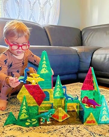 wholesale dinosaur toys magnetic tiles building blocks kids - dinosaur world stem magnet for toddlers creative construction play for 3+ year old boys girls ideal preschool learning sensory toys factory & supplier oem