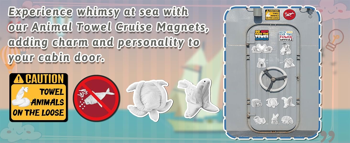 wholesale 90shine 18pcs cruise door magnets decorations, funny animal towel magnetic ship cabin decor factory & supplier oem