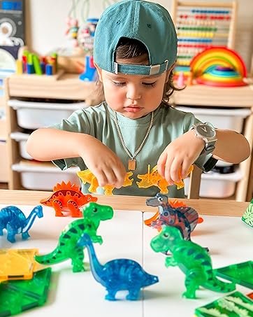 wholesale dinosaur toys magnetic tiles 3d movable dinos for kids 3-5 5-7 toddler outdoor sensory toys, stem educational magnetic blocks for 3+ years old boys girls kids toy factory & supplier oem