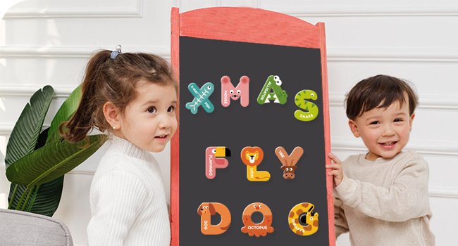 wholesale mideer magnetic alphabet, 26 uppercase & 26 lowercase letters, cute animal magnets for fridge, educational abc spelling learning tools games toys refrigerator magnet for kids, toddlers 3 4 5 years old factory & supplier oem