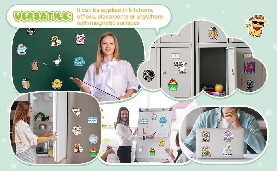 wholesale ceenna 20 pcs funny fridge magnets reusable cute animals and words fun anime refrigerator magnets for office work home car locker cabinet gifts decorations(stylish style) factory & supplier oem