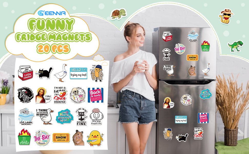 wholesale ceenna 20 pcs funny fridge magnets reusable cute animals and words fun anime refrigerator magnets for office work home car locker cabinet gifts decorations(stylish style) factory & supplier oem