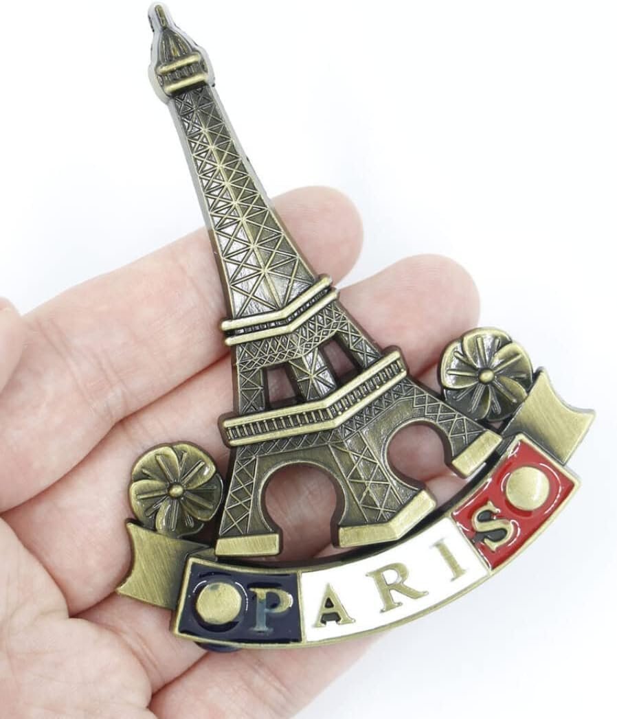 wholesale 1pc bronze 3d metal fridge magnet eiffel tower paris france souvenir gift decor refrigerator magnets(size: 6.5 * 3.5cm) kitchen accessories factory & supplier oem