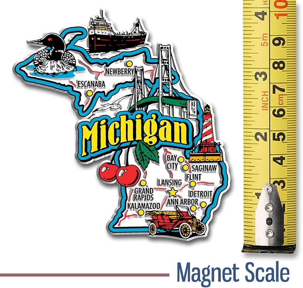 wholesale michigan six-piece state magnet set by classic magnets, includes 6 unique designs, collectible souvenirs made in the usa factory & supplier oem