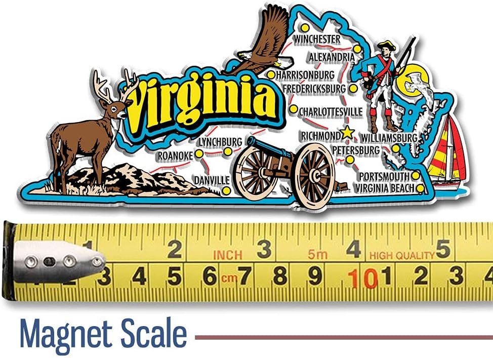 wholesale virginia six-piece state magnet set by classic magnets, includes 6 unique designs, collectible souvenirs made in the usa factory & supplier oem