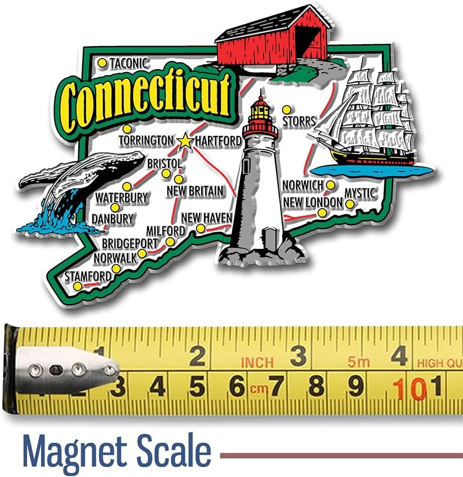 wholesale connecticut six-piece state magnet set by classic magnets, includes 6 unique designs, collectible souvenirs made in the usa factory & supplier oem